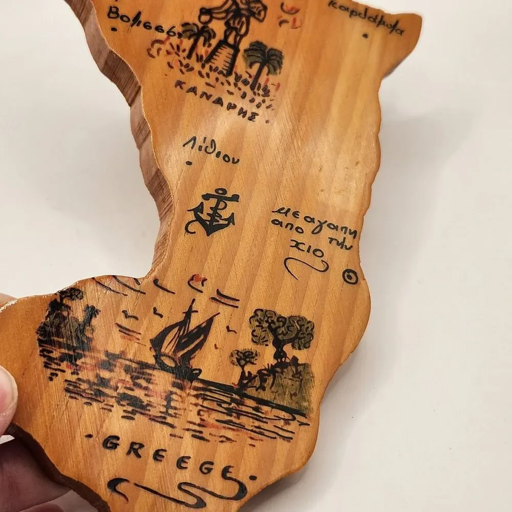 Wooden Map of the Greek island of Chios Souvenir 8